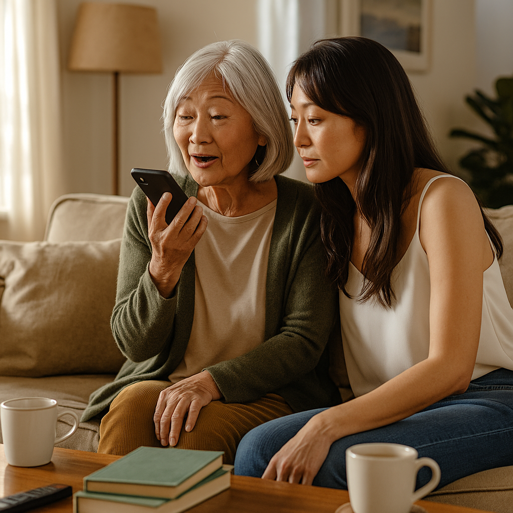 Person recording a voice sample on smartphone