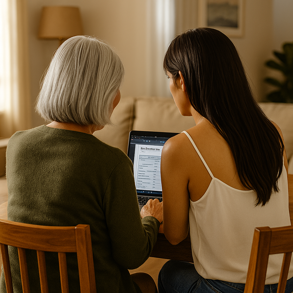 Woman comfortably receiving test results at home